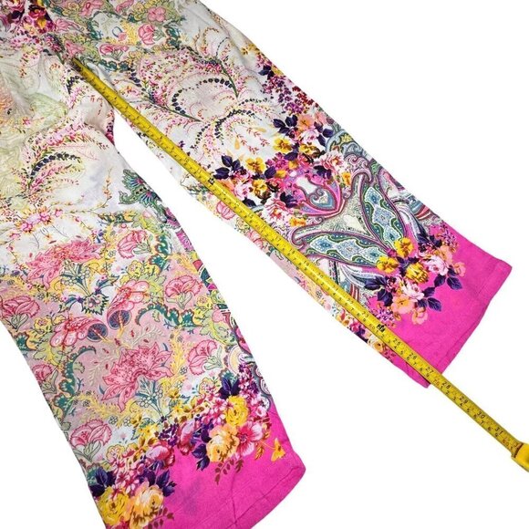 NWT Boho Pajama Lounge Pants Sz.L Pockets Floral Multi Pink Elastic Waist Fairy - Picture 8 of 10
